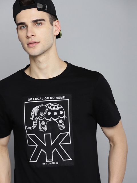 

Kook N Keech Men Black & White Brand Logo Print Cotton T-shirt