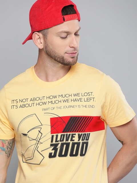 

Kook N Keech Marvel Men Yellow Printed Round Neck T-shirt