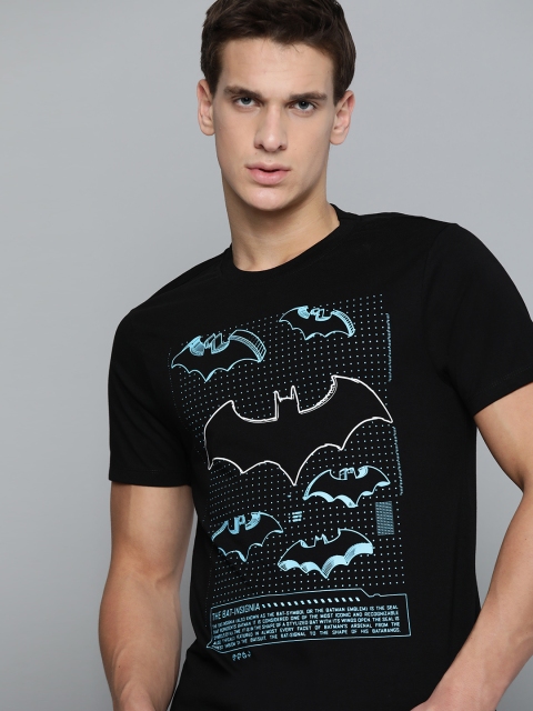 

Kook N Keech Batman Men Black & Blue Batman Printed Pure Cotton Round Neck T-shirt