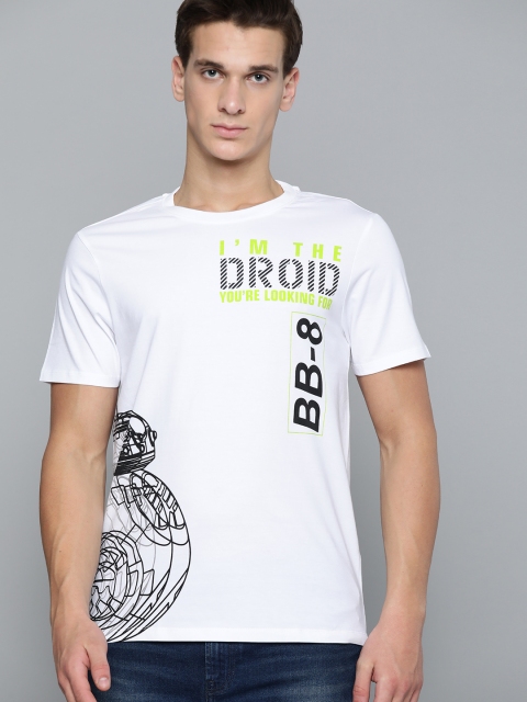 

Kook N Keech Star Wars Men White & Black Pure Cotton Printed Round Neck T-shirt