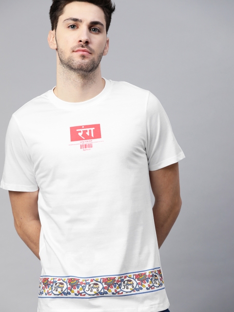 

Kook N Keech Men White Typography Kalamkari Printed Pure Cotton T-shirt