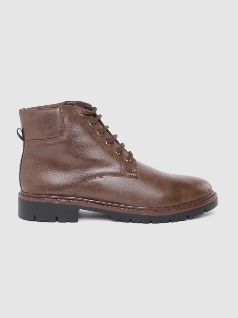 

Roadster Men Brown Solid Mid-Top Flat Boots