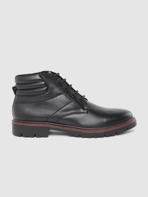 

Roadster Men Black Solid Mid-Top Flat Boots