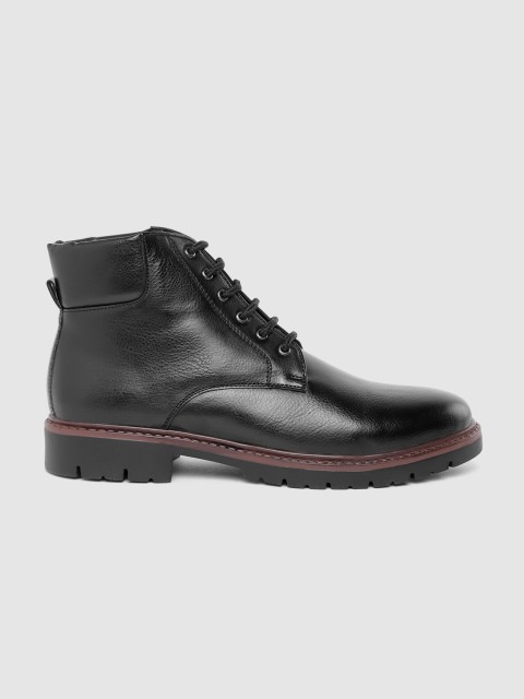 

Roadster Men Black Solid Mid-Top Flat Boots