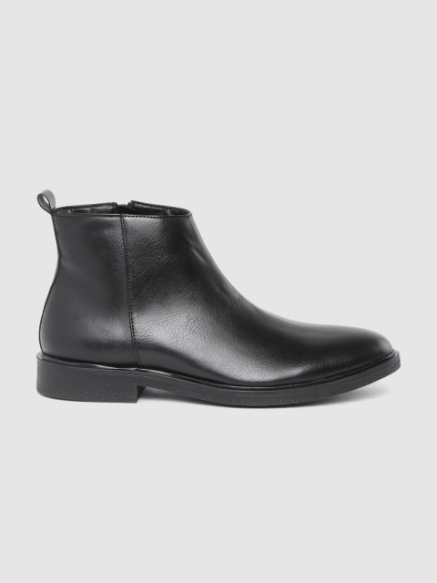 

Roadster Men Black Solid Mid-Top Flat Boots