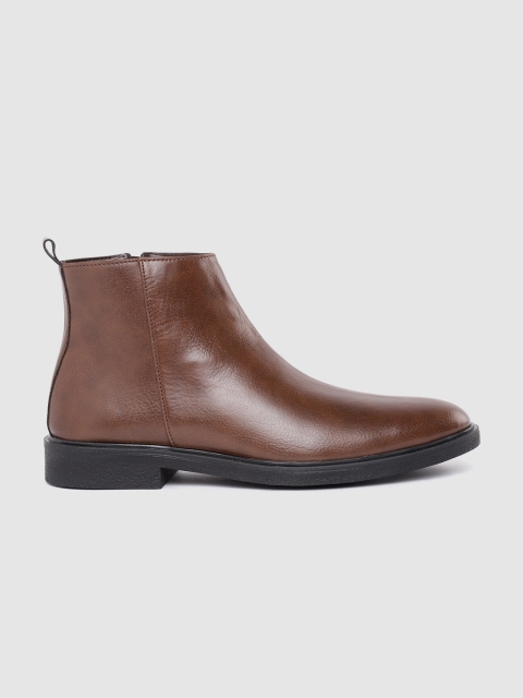 

Roadster Men Brown Solid Mid-Top Flat Boots
