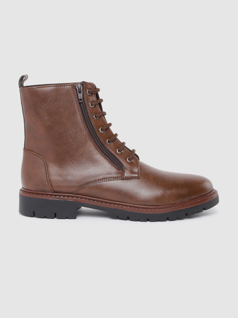 

The Roadster Lifestyle Co Men Brown Solid Mid-Top Flat Boots