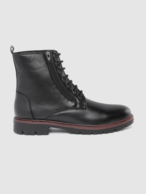 

The Roadster Lifestyle Co Men Black Solid Mid-Top Flat Boots