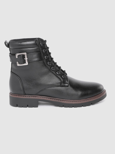 

Roadster Men Black Solid Mid-Top Flat Boots