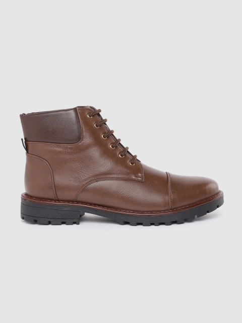 

The Roadster Lifestyle Co Men Coffee Brown Solid Mid-Top Flat Boots