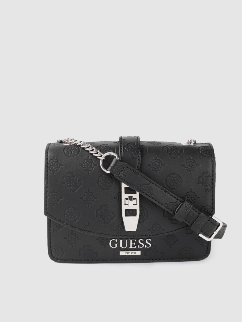 

GUESS Black Brand Logo Textured Sling Bag