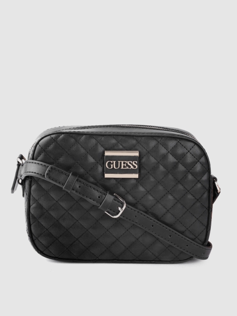 

GUESS Black Quilted Sling Bag with Non-Detachable Sling Strap