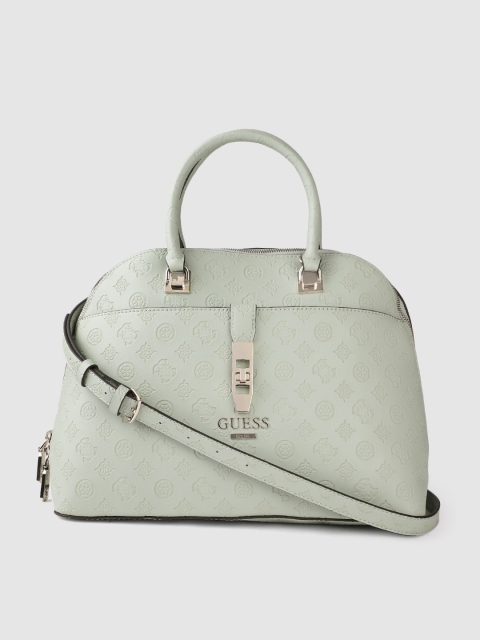 

GUESS Mint Green Ethnic Motifs Textured Handheld Bag