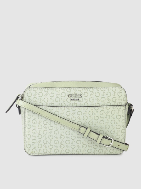 

GUESS Mint Green Brand Logo Textured Sling Bag