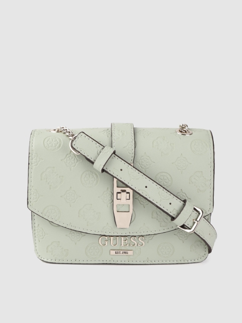 

GUESS Mint Green Brand Logo Textured Sling Bag