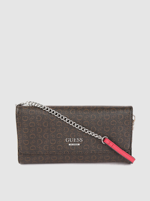 

GUESS Coffee Brown Brand Logo Print Sling Bag