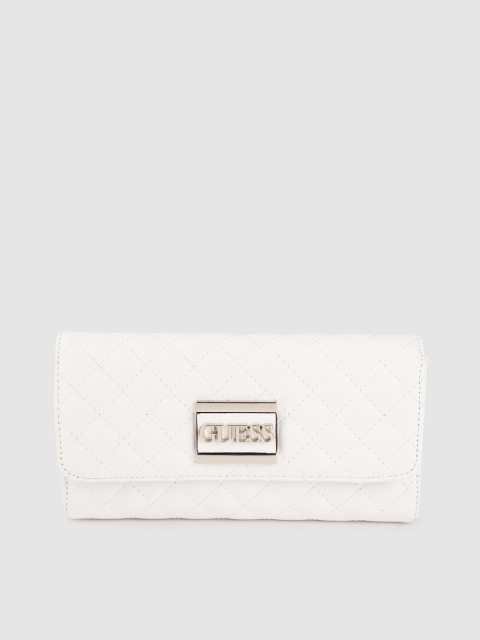 

GUESS Women White Quilted Three Fold Wallet