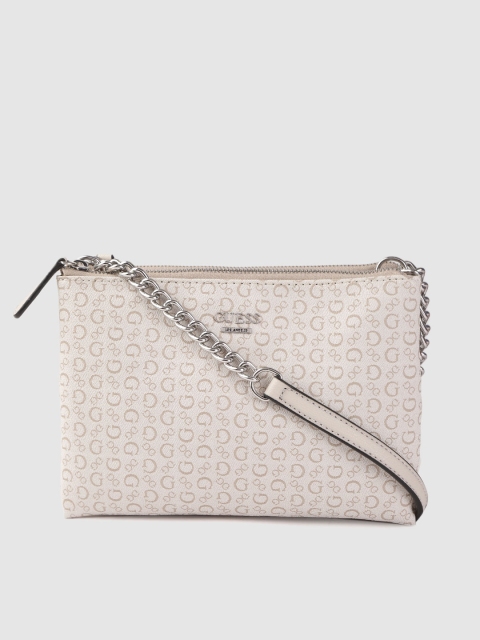 

GUESS Beige Brand Logo Print Sling Bag