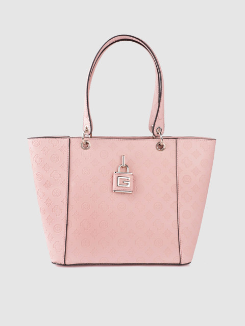 

GUESS Pink Brand Logo Textured Shoulder Bag
