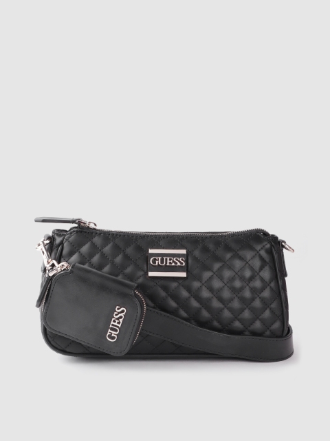 

GUESS Black Quilted Shoulder Bag with Coin Purse