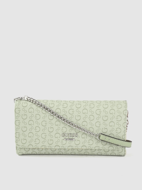 

GUESS Mint Green Brand Logo Textured Sling Bag