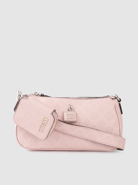 

GUESS Pink Brand Logo Textured Shoulder Bag with Coin Purse