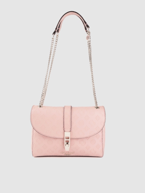 

GUESS Pink Brand Logo Textured Shoulder Bag