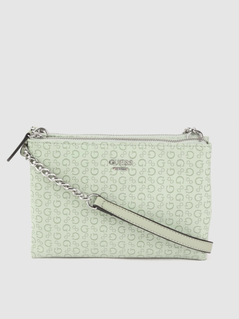 

GUESS Mint Green Brand Logo Textured Sling Bag