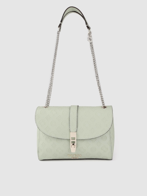 

GUESS Mint Green Ethnic Motifs Textured Sling Bag