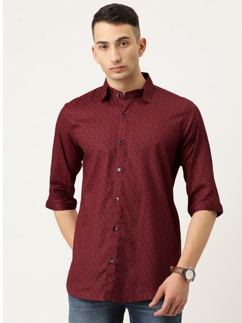 

COUPER & COLL Men Red Premium Slim Fit Printed Casual Shirt