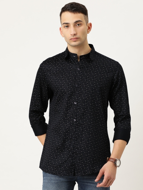 

COUPER & COLL Men Black Premium Slim Fit Printed Casual Shirt