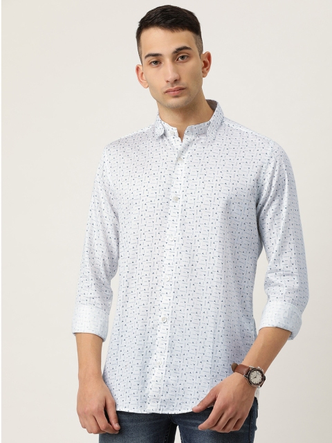 

COUPER & COLL Men White Premium Slim Fit Printed Casual Shirt