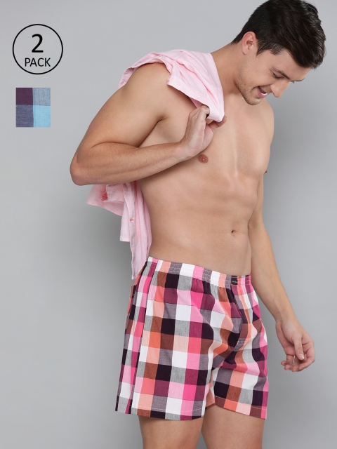 

Mast & Harbour Men Pack of 2 Checked Pure Cotton Boxers MNH-BOX-2pp-N11, Multi