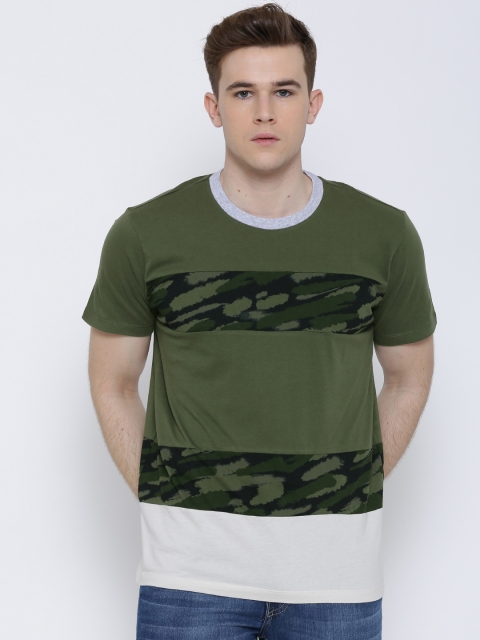 

H.E. by MANGO Olive Green Camouflage Print T-shirt