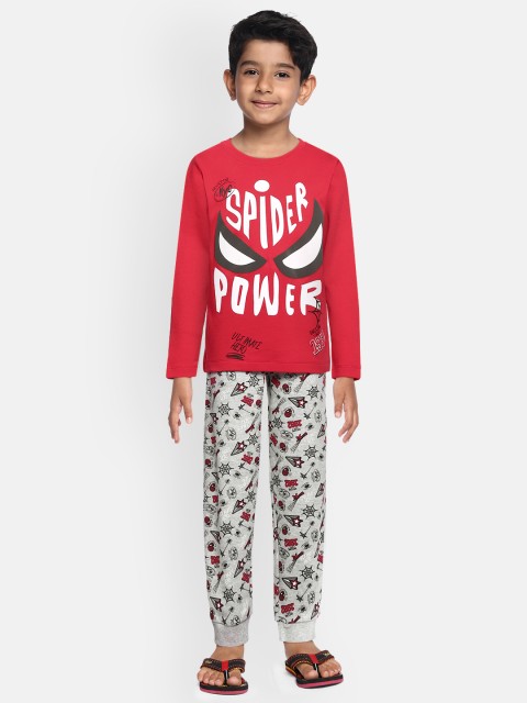 

Loocust Boys Red & Grey Disney Spiderman Printed T-shirt with Pyjamas