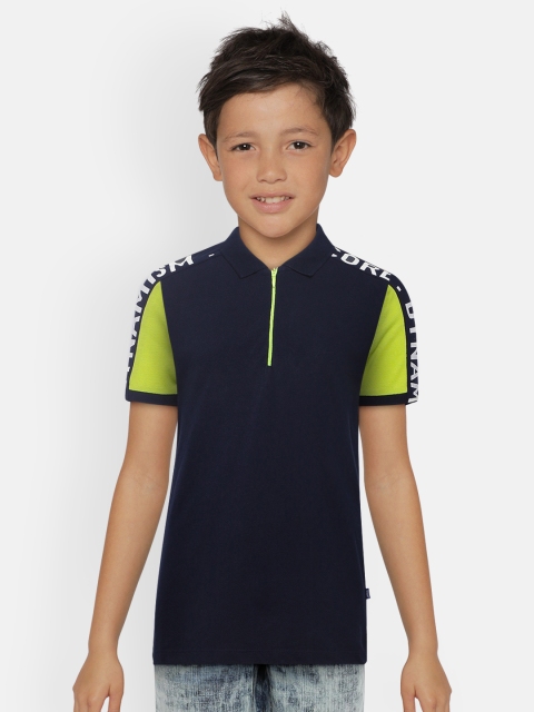 

Jack Jones Boys Blue Solid Polo Collar Pure Cotton T-shirt