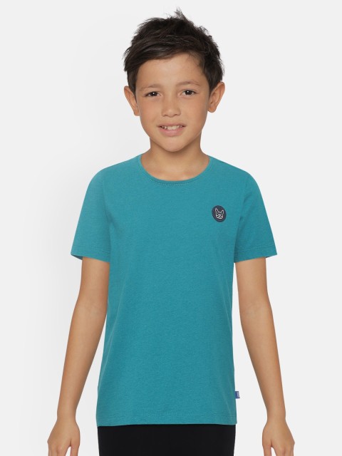 

Jack & Jones Boys Blue Solid BASIC SS Round Neck Cotton T-shirt
