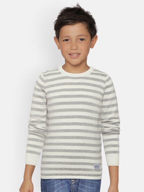 

Jack & Jones Boys White Striped Pullover Sweater