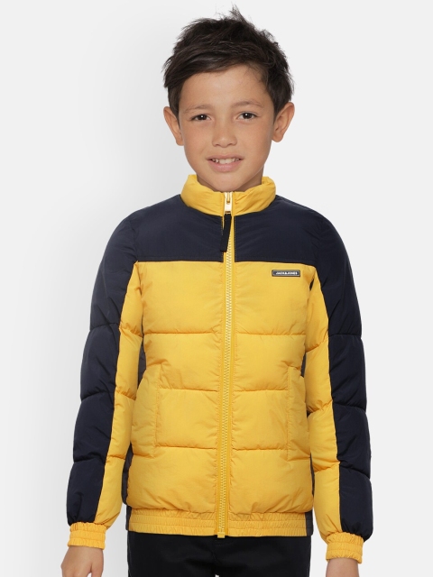 

Jack & Jones Boys Yellow & Black Colourblocked Water Repellent Puffer Jacket