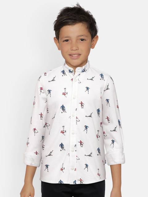 

Jack & Jones Boys White Slim Fit Printed Organic Cotton Casual Shirt