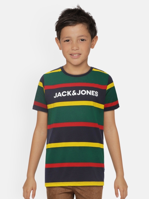 

Jack & Jones Boys Multicoloured Striped Round Neck T-shirt, Multi