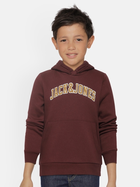 

Jack & Jones Boys Maroon Printed Hooded Sweatshirt