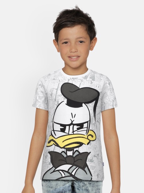 

Jack & Jones Boys White Printed JJJR DONALD GRUMP SS Round Neck T-shirt
