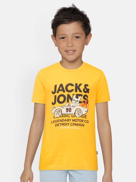 

Jack & Jones Boys Yellow Printed Organic Cotton Sustainable T-shirt