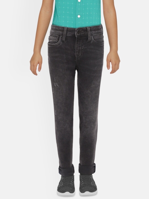 

Jack & Jones Boys Black Slim Fit Low-Rise Low Distress Stretchable Jeans