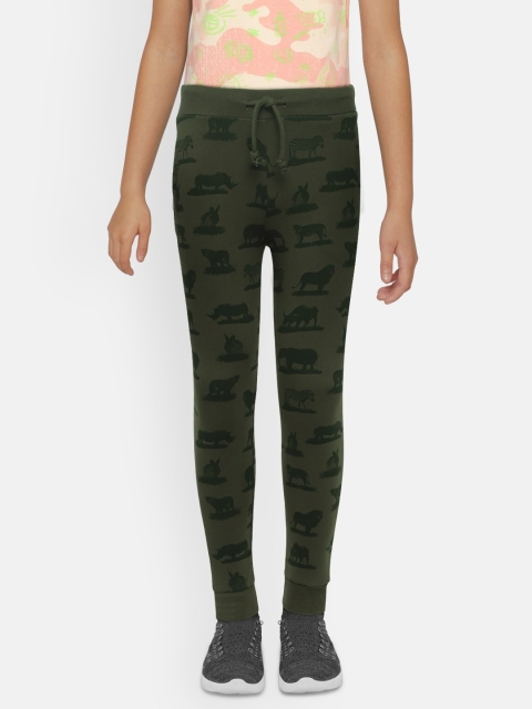 

Jack & Jones Boys Olive Green Animal Printed Joggers