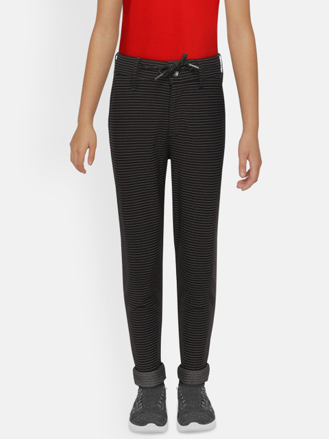 

Jack & Jones Boys Black & White Slim Fit JJI SANDY CROSS ROAD Striped Regular Trousers