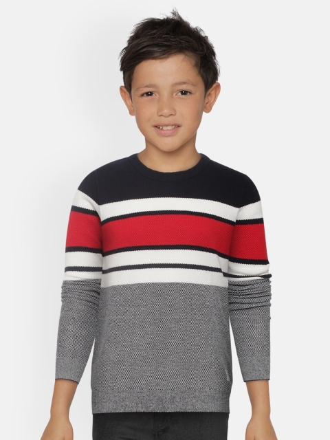 

Jack & Jones Boys Grey & Red Striped Pullover Sweater