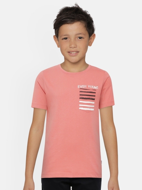 

Jack & Jones Boys Pink Solid JJJR YOUNG SS Organic Cotton Sustainable T-shirt