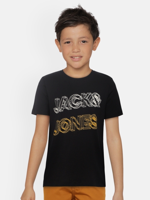 

Jack & Jones Boys Black Printed Round Neck T-shirt